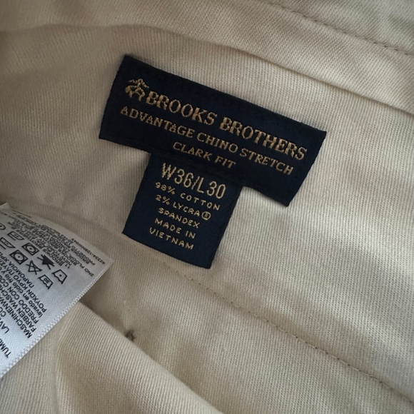 Brooks Brothers Chino Pants Mens 36x30 Beige Clark Advantage Stretch Casual - Picture 4 of 6